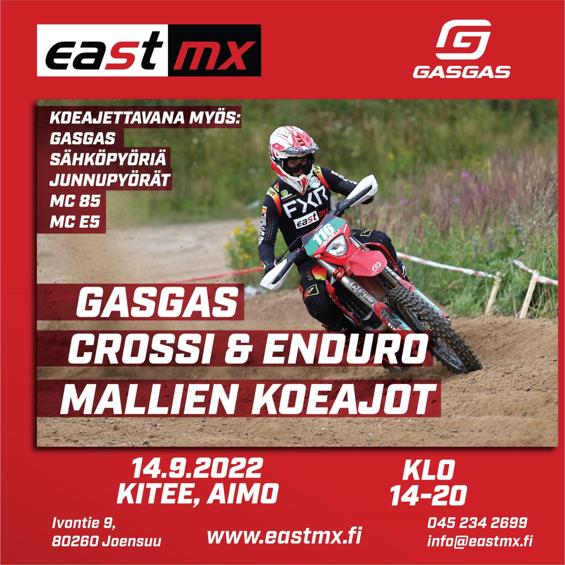 GASGAS crossi & enduro mallien koeajot Kiteellä