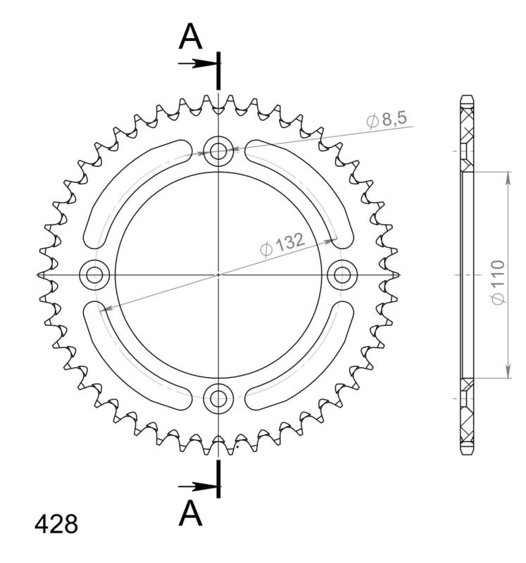 Supersprox Alumiini takaratas RAL-898::46 Musta