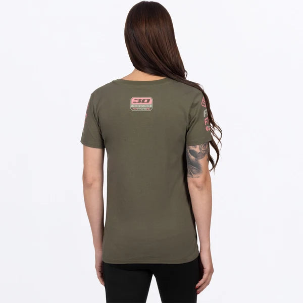 FXR W Race Division Premium T-Shirt Army/Dusty Rose