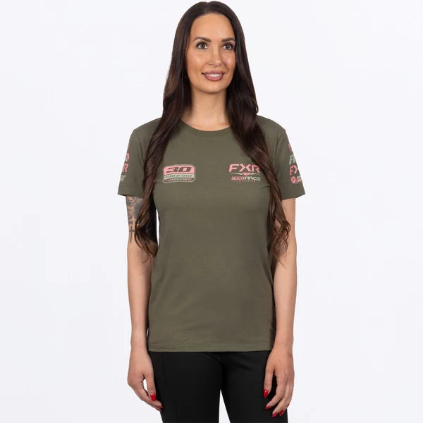 FXR W Race Division Premium T-Shirt Army/Dusty Rose