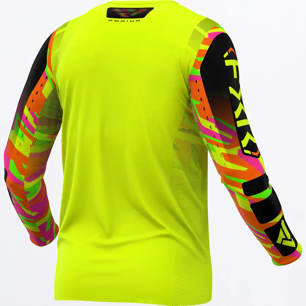 FXR Yth Podium MX Jersey HiVis/Sherbet Camo