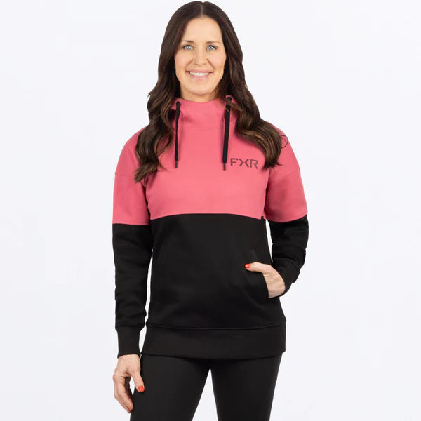 FXR Womens Stripe Pullower Hoodie Black/Astro Dust