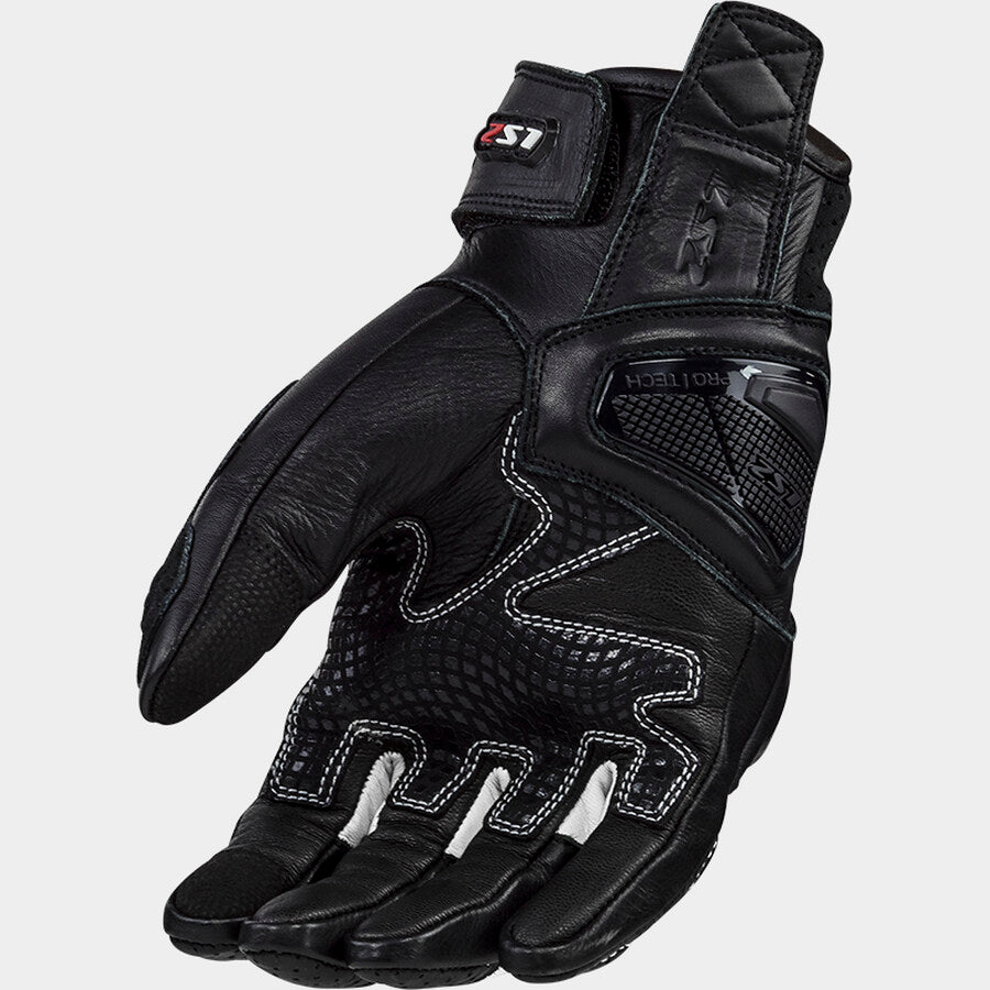 LS2 SPARK 2 LEATHER MAN GLOVES BLACK WHITE