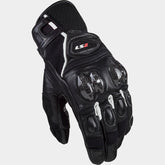 LS2 SPARK 2 LEATHER MAN GLOVES BLACK WHITE