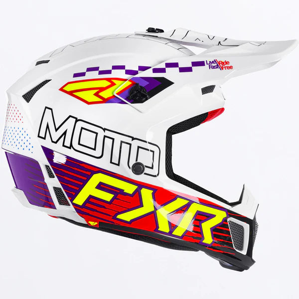 FXR Clutch Race Div MX Helmet White/Purple/Red