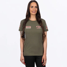 FXR W Race Division Premium T-Shirt  Army/Dusty Rose