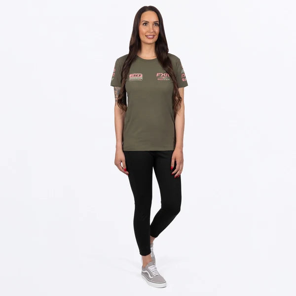 FXR W Race Division Premium T-Shirt  Army/Dusty Rose