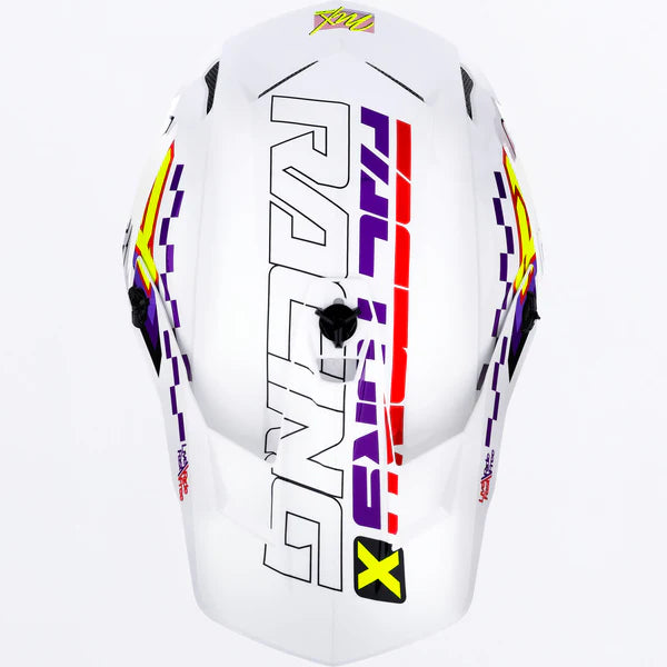 FXR Clutch Race Div MX Helmet White/Purple/Red