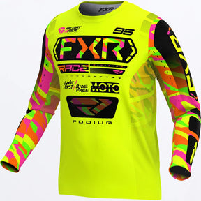 FXR Yth Podium MX Jersey HiVis/Sherbet Camo