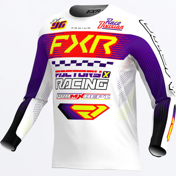 FXR Podium Gladiator MX Jersey White/Purple/Red