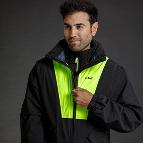 LS2 X-RAIN JACKET BLACK H-V YELLOW